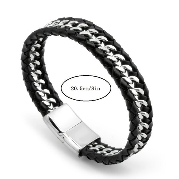 1pc Men's Premium Braided Leather Stainless Steel Buckle Chain Link - Stylish, Durable, and Versatile Accessory for Any Occasion - Image 7