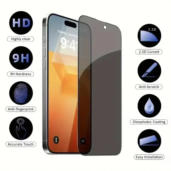 5Pcs Full Cover Privacy Screen Protector For iPhone - Image 3