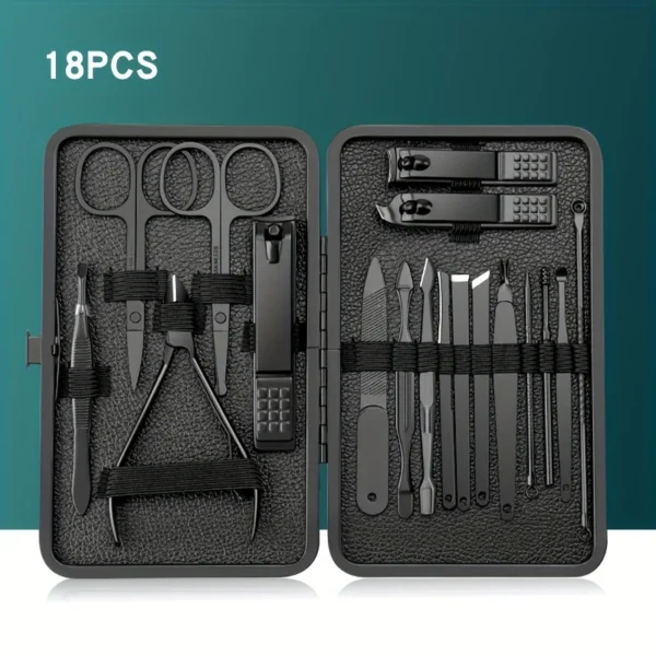 7/10/12/18/20/24PCS Set Professional Manicure Set Kits Stainless Steel Fingernail Toenail Clippers Set with Leather Portable - Image 15