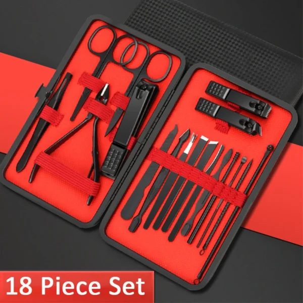 7/10/12/18/20/24PCS Set Professional Manicure Set Kits Stainless Steel Fingernail Toenail Clippers Set with Leather Portable - Image 7