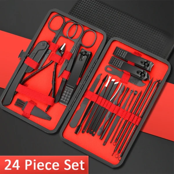 7/10/12/18/20/24PCS Set Professional Manicure Set Kits Stainless Steel Fingernail Toenail Clippers Set with Leather Portable - Image 13