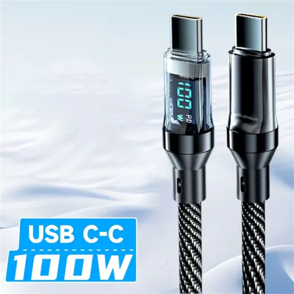 120W Type C to Type C Cable Phone Super Fast Charging Cable With LED Display - Image 8