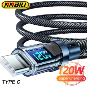 120W Type C to Type C Cable Phone Super Fast Charging Cable With LED Display