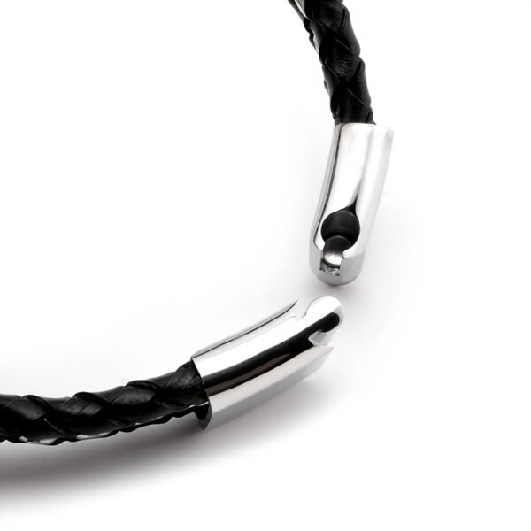 1pc Men's Premium Braided Leather Stainless Steel Buckle Chain Link - Stylish, Durable, and Versatile Accessory for Any Occasion - Image 4