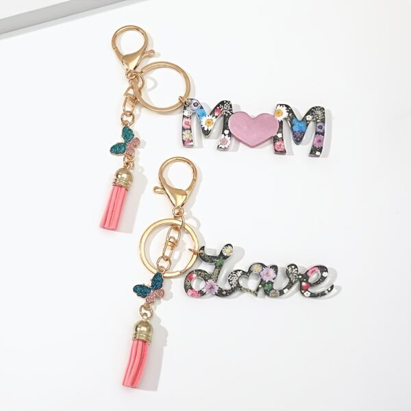 1pc New MOM Keychain Mother's Day LOVE Gift Glitter Sunflower Acrylic Keychain Bag Backpack Accessory To Mother Valentine's Day Gift Hanger - Image 3
